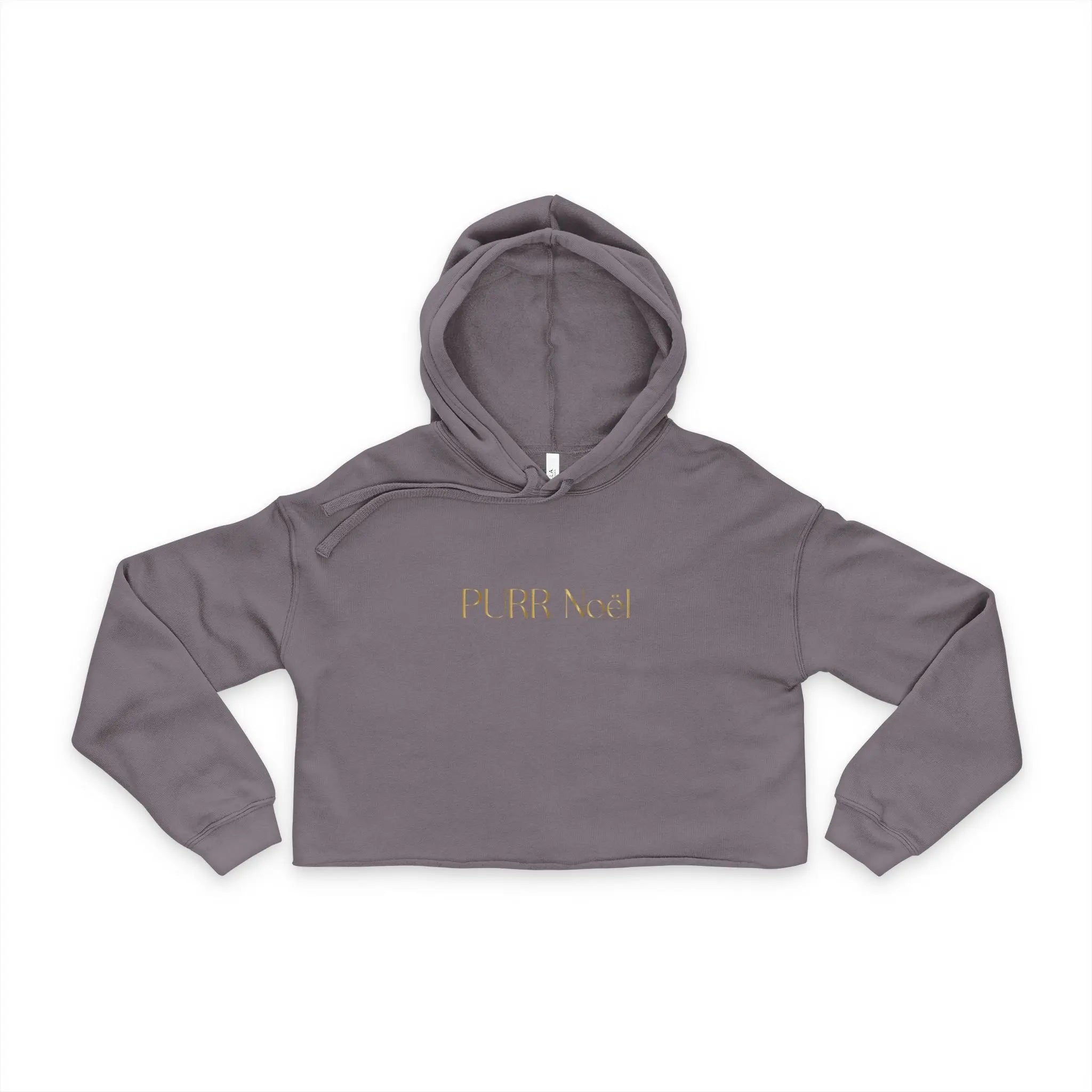 Cropped Hoodie — "Purr Noël" Gold Script Women's Cozy Streetwear - Chic Kitty