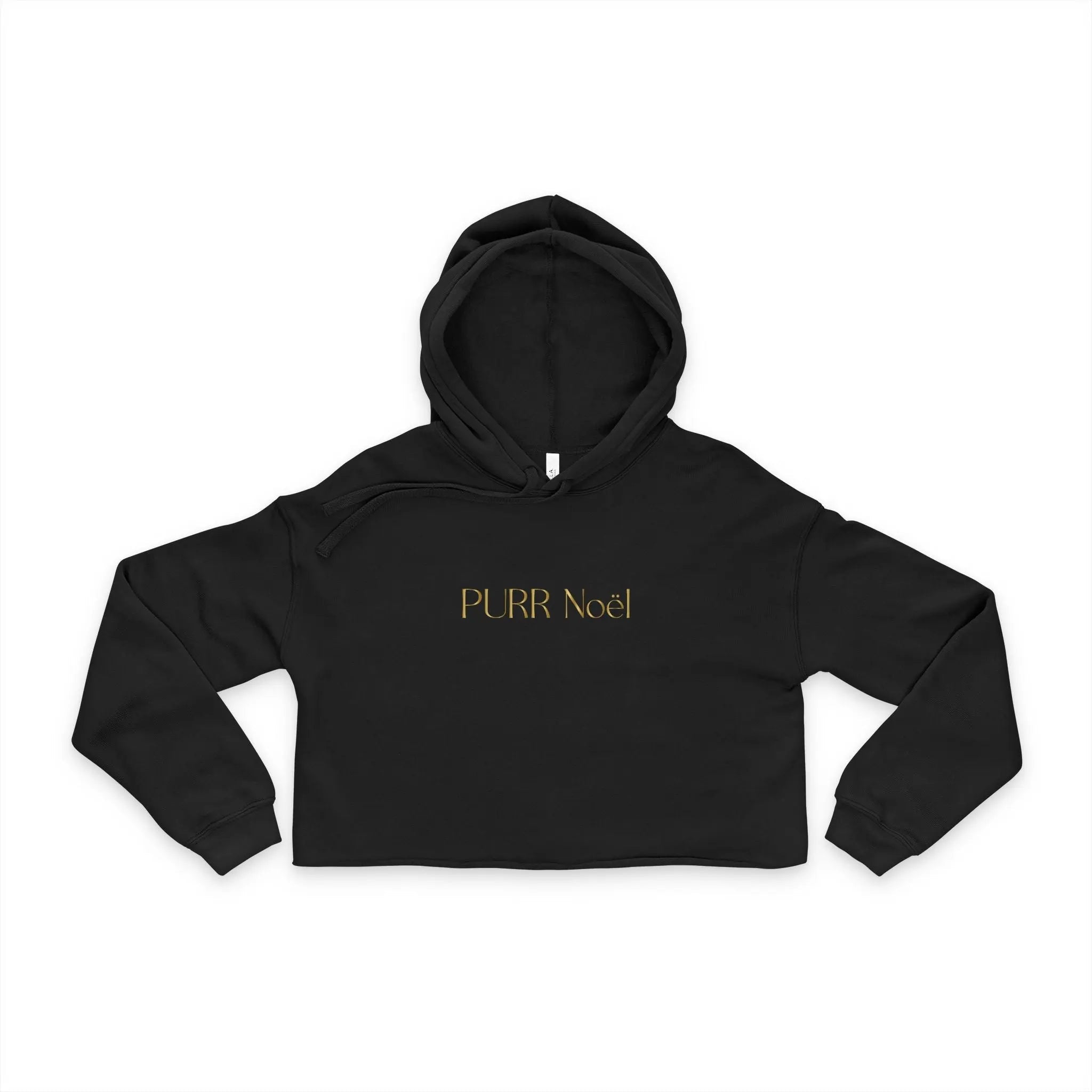 Cropped Hoodie — "Purr Noël" Gold Script Women's Cozy Streetwear - Chic Kitty