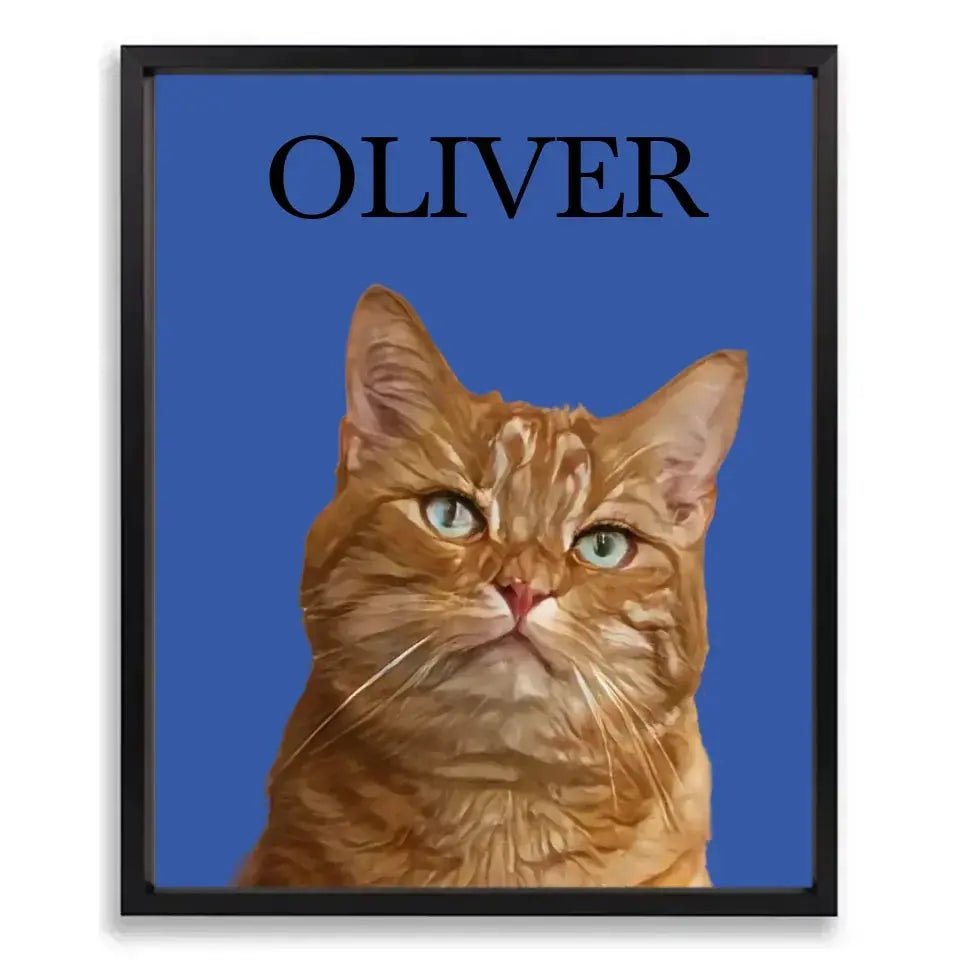 Custom Cat Photo Cartoon Effect Framed Poster - Chic Kitty