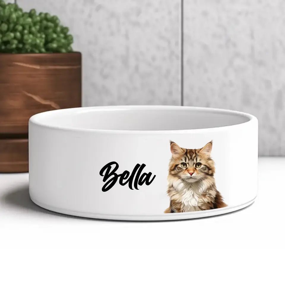 Custom Personalised Cat Photo and Name Bowl - Chic Kitty
