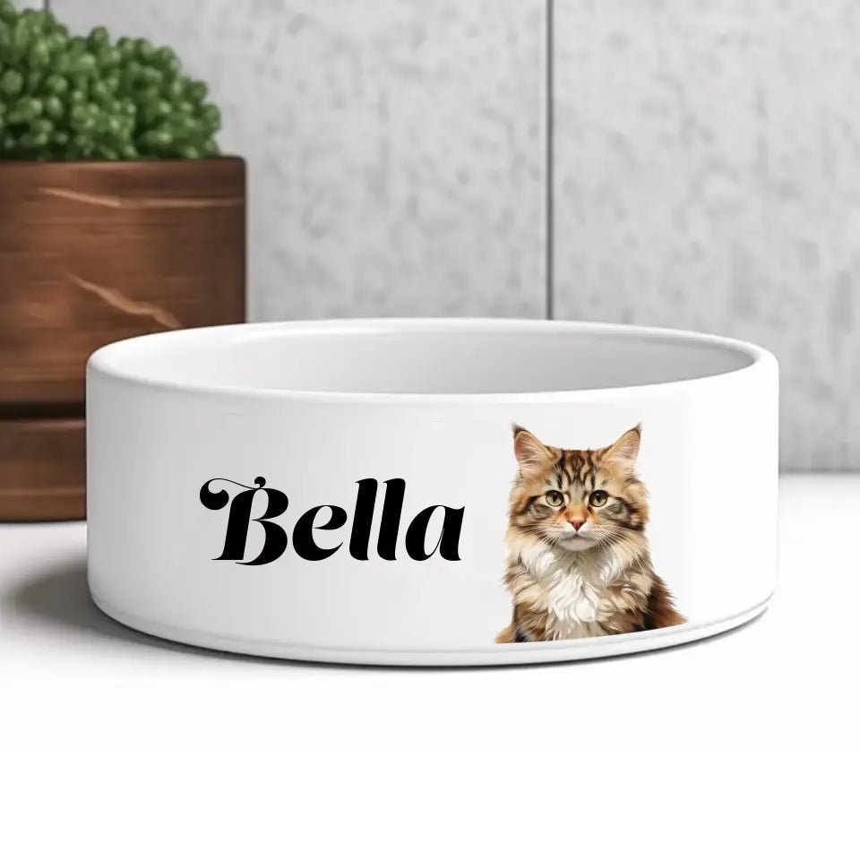 Custom Personalised Cat Photo and Name Bowl - Chic Kitty