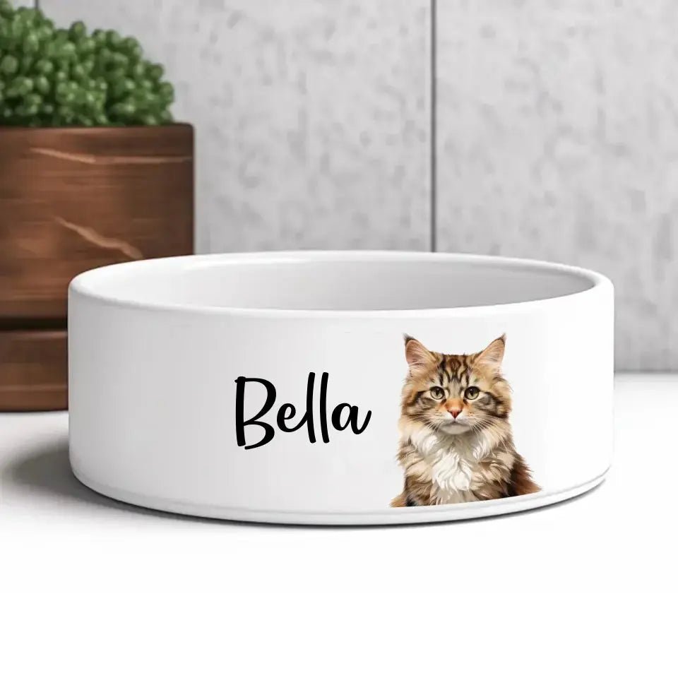 Custom Personalised Cat Photo and Name Bowl - Chic Kitty