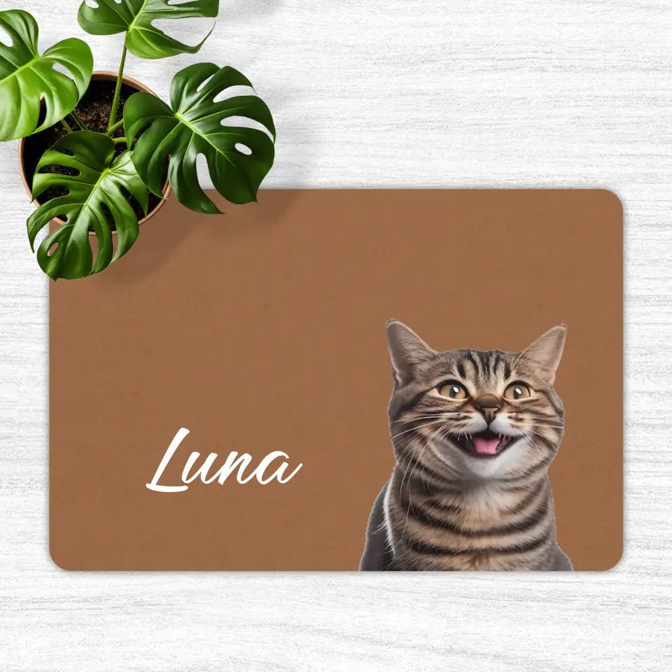 Custom Personalised Cat Photo and Name Food Mats - Chic Kitty