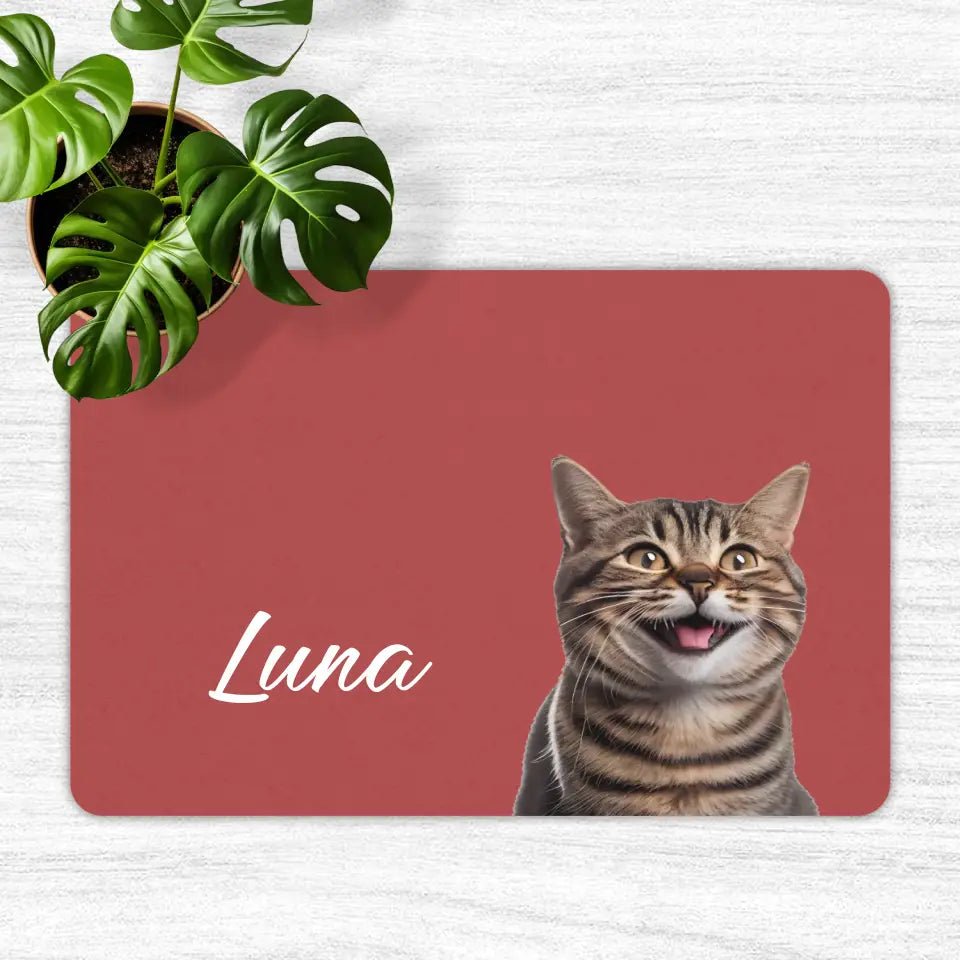 Custom Personalised Cat Photo and Name Food Mats - Chic Kitty
