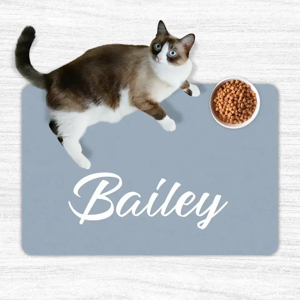 Custom Personalised Name Cat Food Mats - Chic Kitty