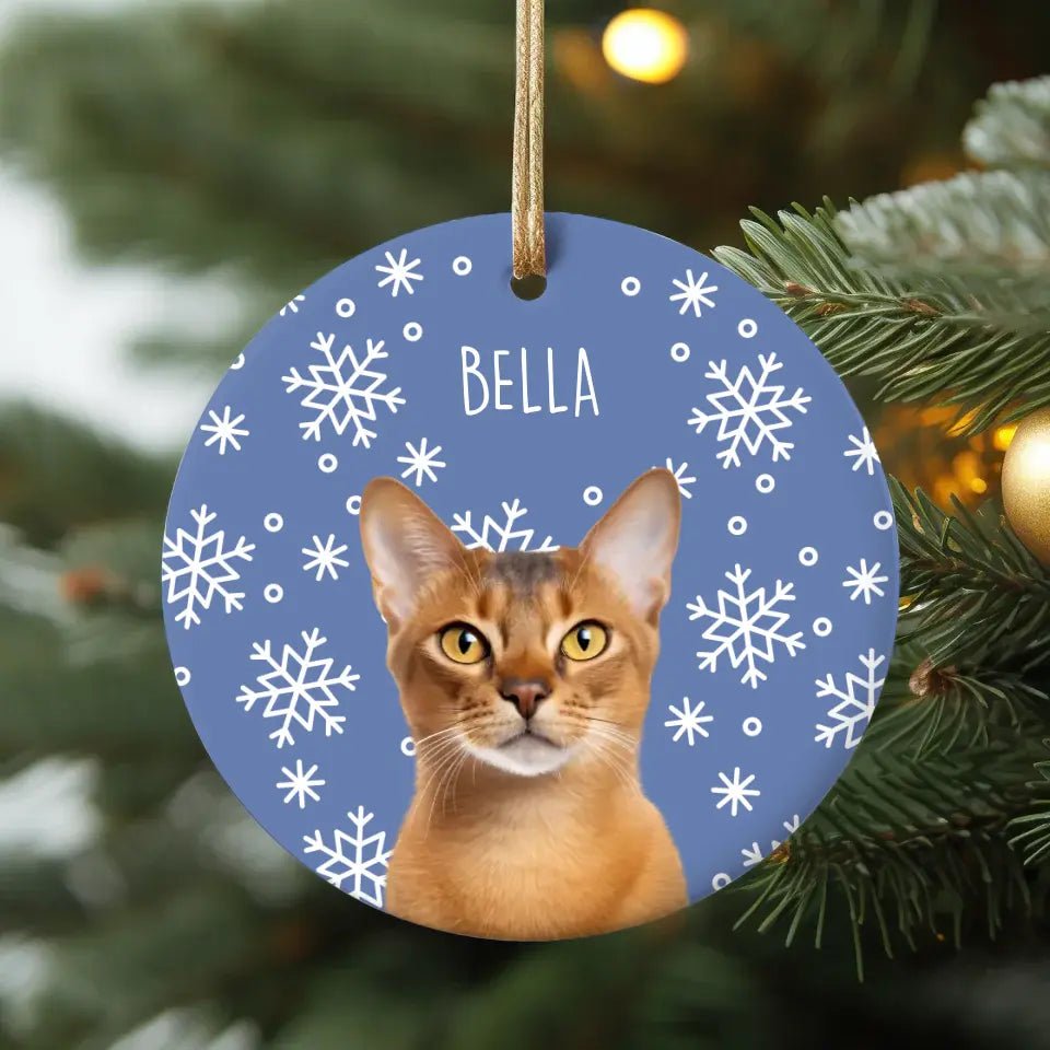 Custom Personalized Cat Photo Ceramic Ornament - Holiday Pets - Chic Kitty