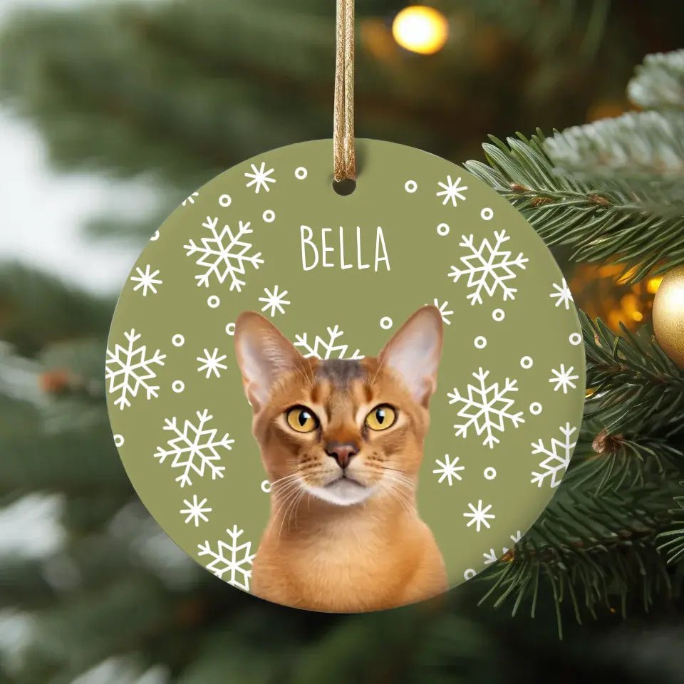 Custom Personalized Cat Photo Ceramic Ornament - Holiday Pets - Chic Kitty