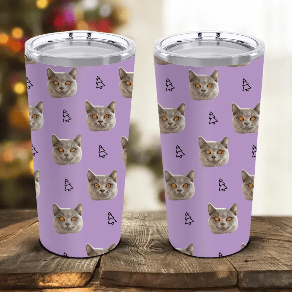 Custom Personalized Cat Photo Tumbler 20oz - Chic Kitty