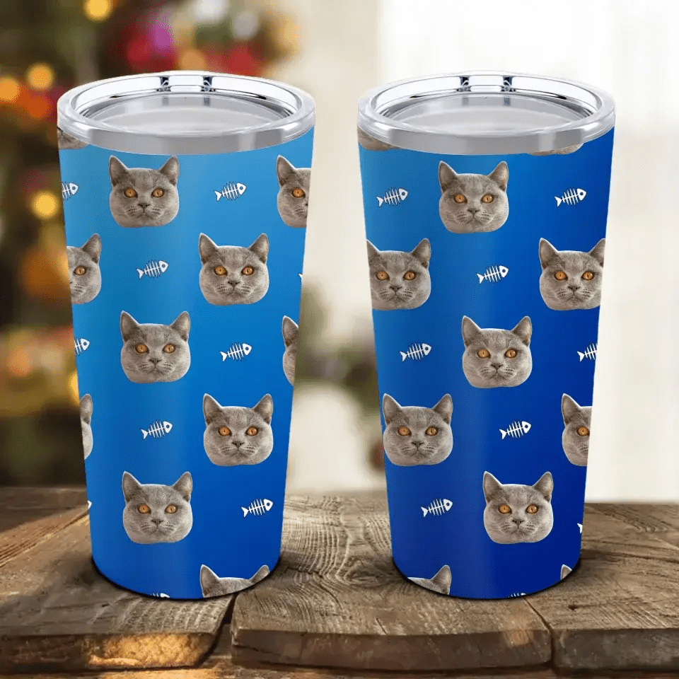 Custom Personalized Cat Photo Tumbler 20oz - Chic Kitty