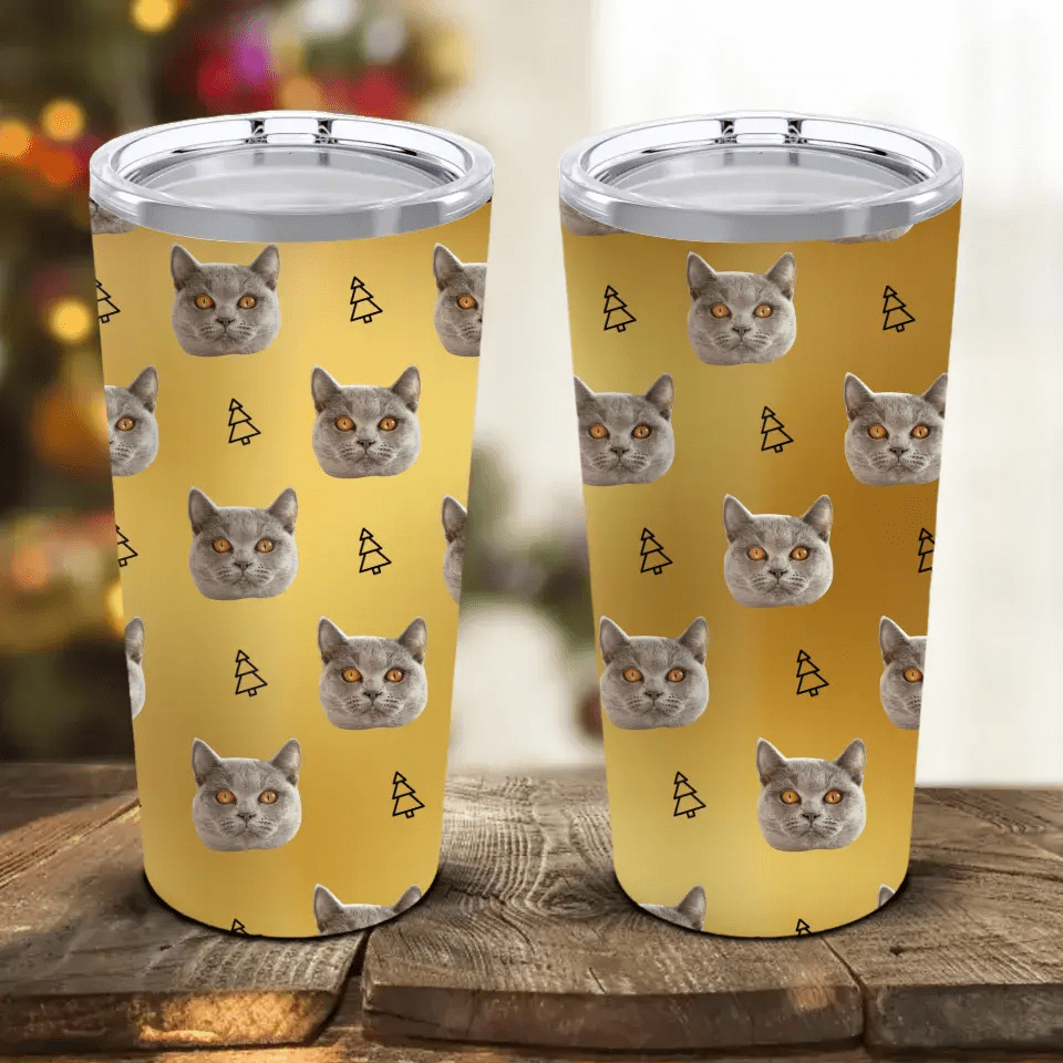Custom Personalized Cat Photo Tumbler 20oz - Chic Kitty