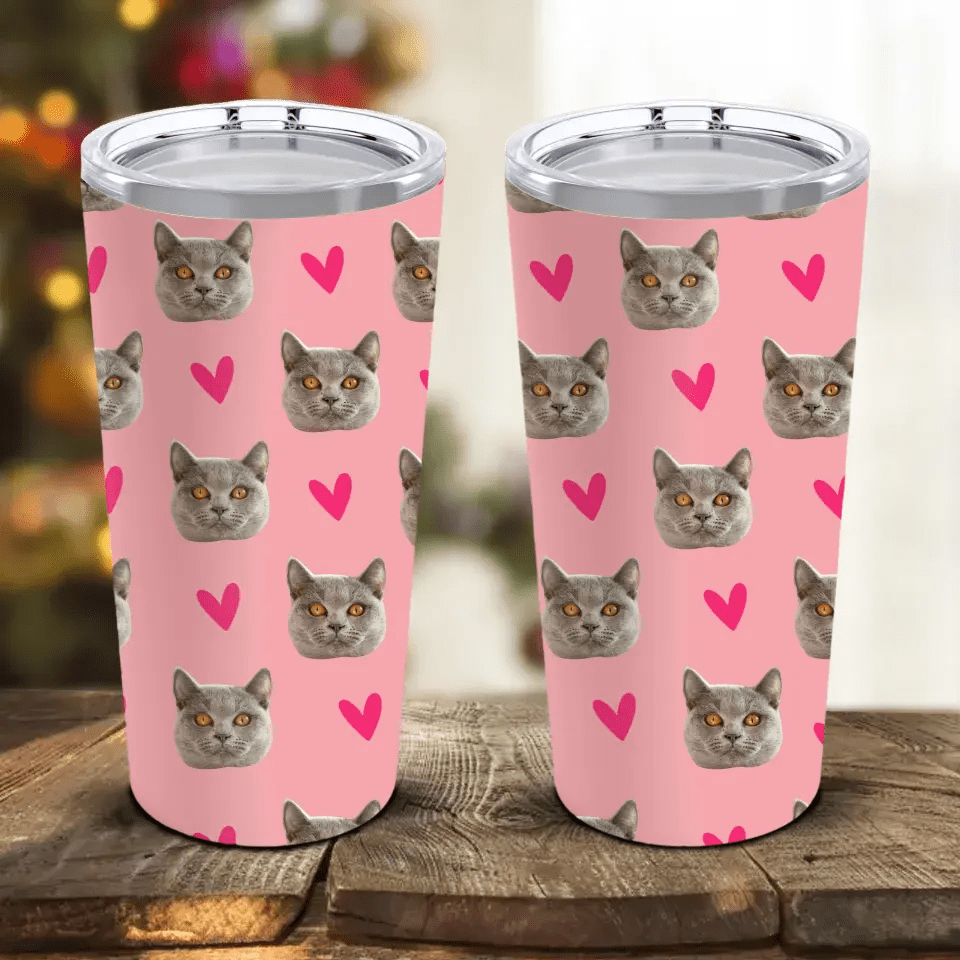 Custom Personalized Cat Photo Tumbler 20oz - Chic Kitty