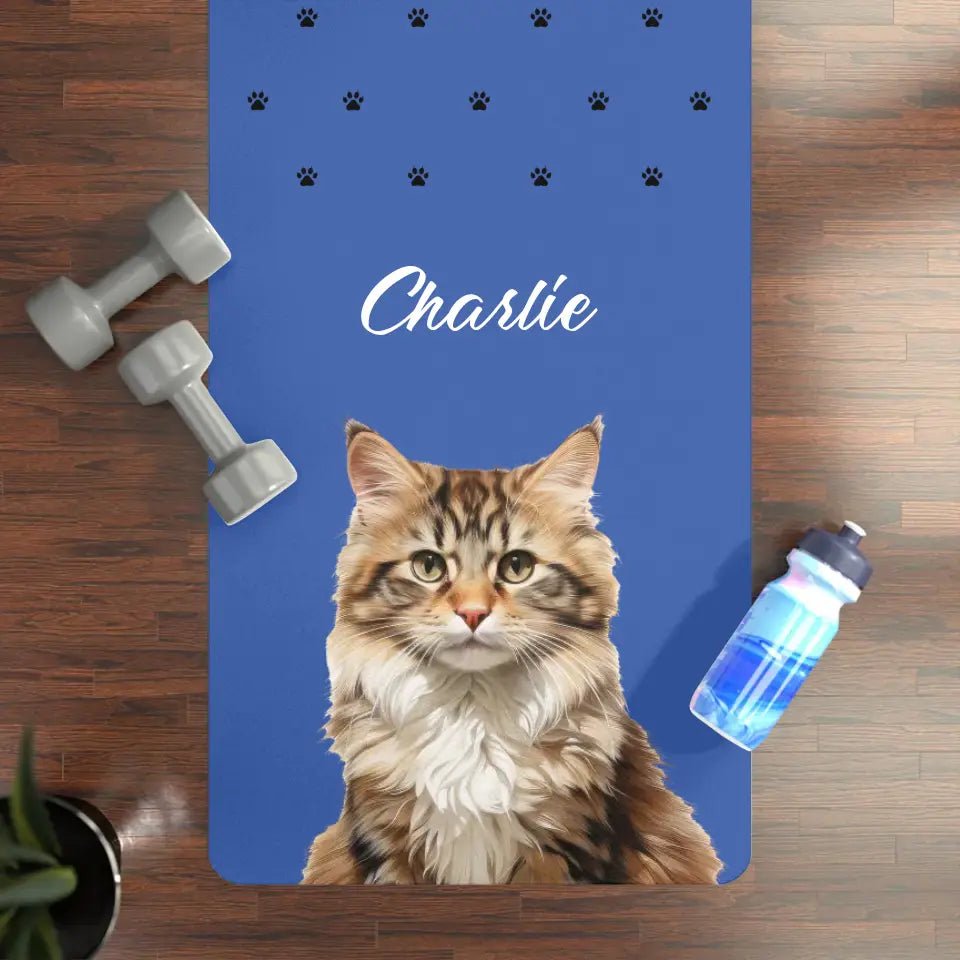 Custom Personalized Cat Photo Yoga Mat - Chic Kitty