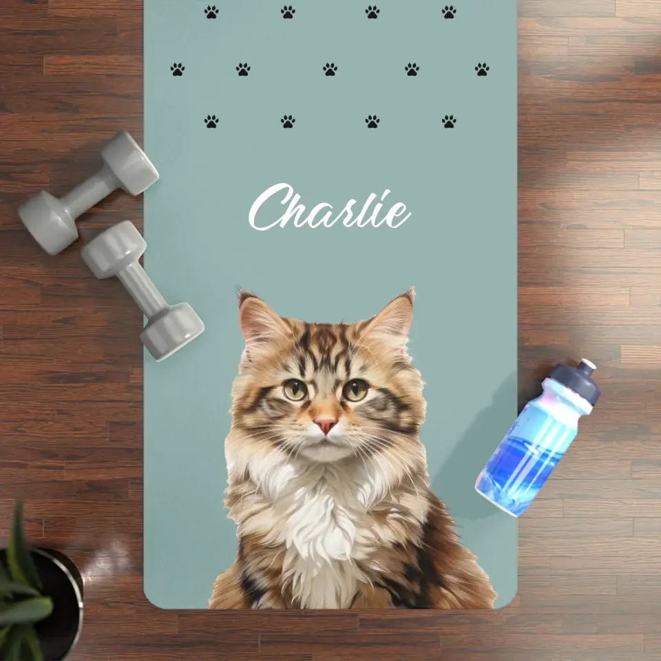 Custom Personalized Cat Photo Yoga Mat - Chic Kitty