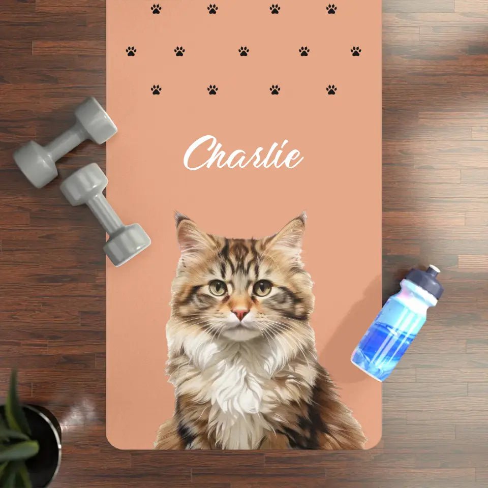 Custom Personalized Cat Photo Yoga Mat - Chic Kitty
