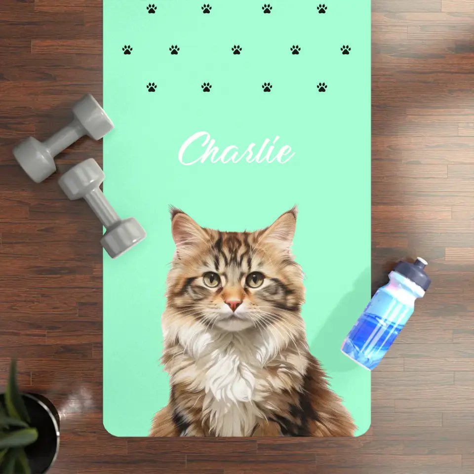 Custom Personalized Cat Photo Yoga Mat - Chic Kitty