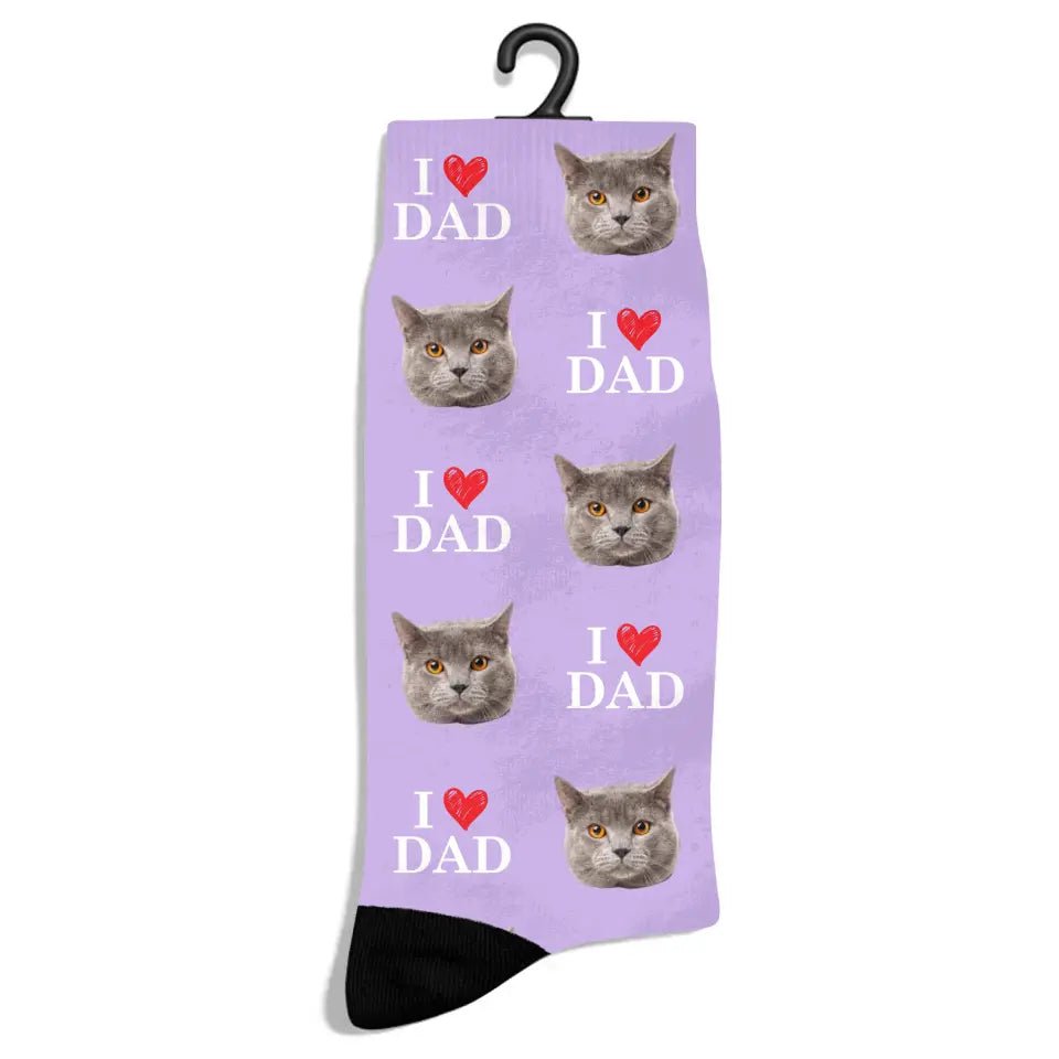 Custom Personalized Photo Socks - Gift for Men, Cat Dad & Dog Dad - Chic Kitty