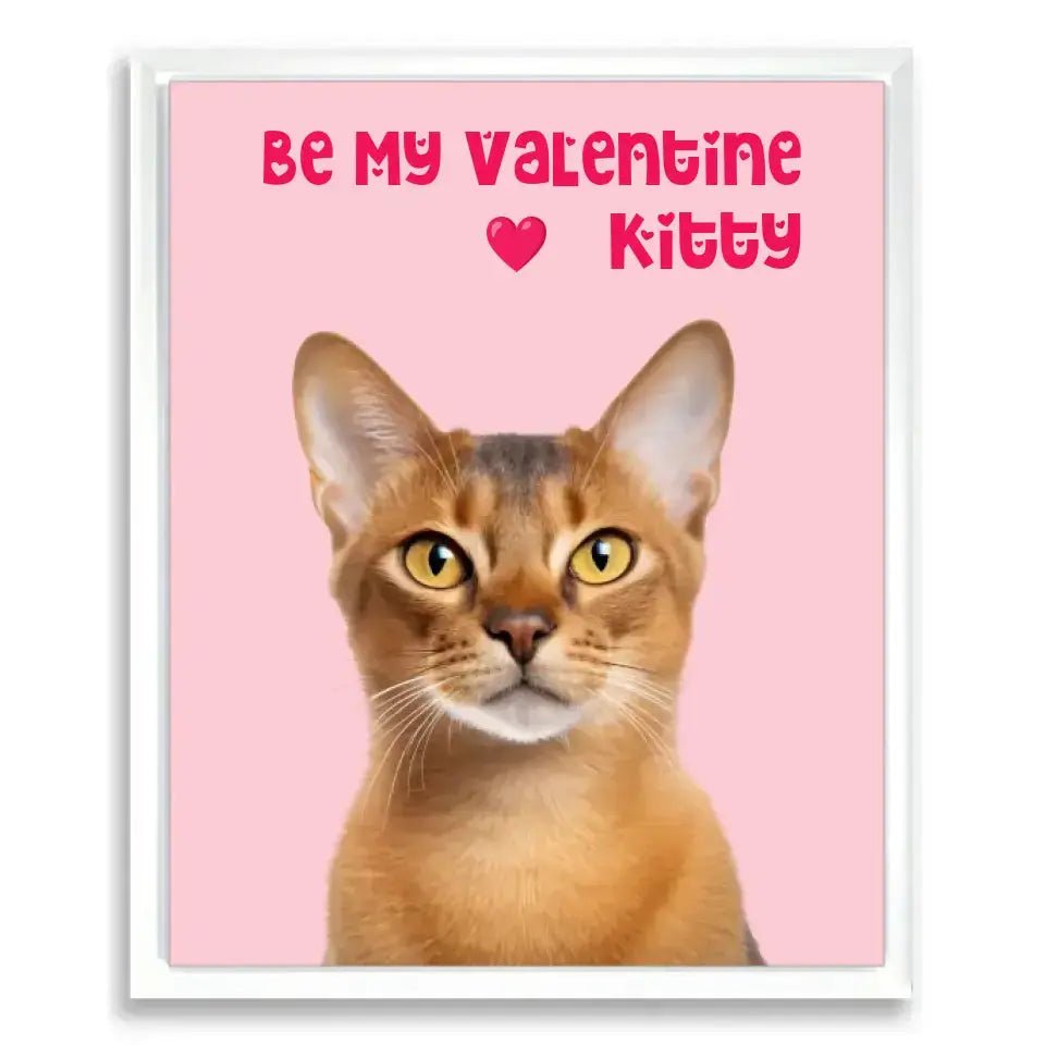 Custom Valentine Pet Portrait Poster with Frame - Chic Kitty