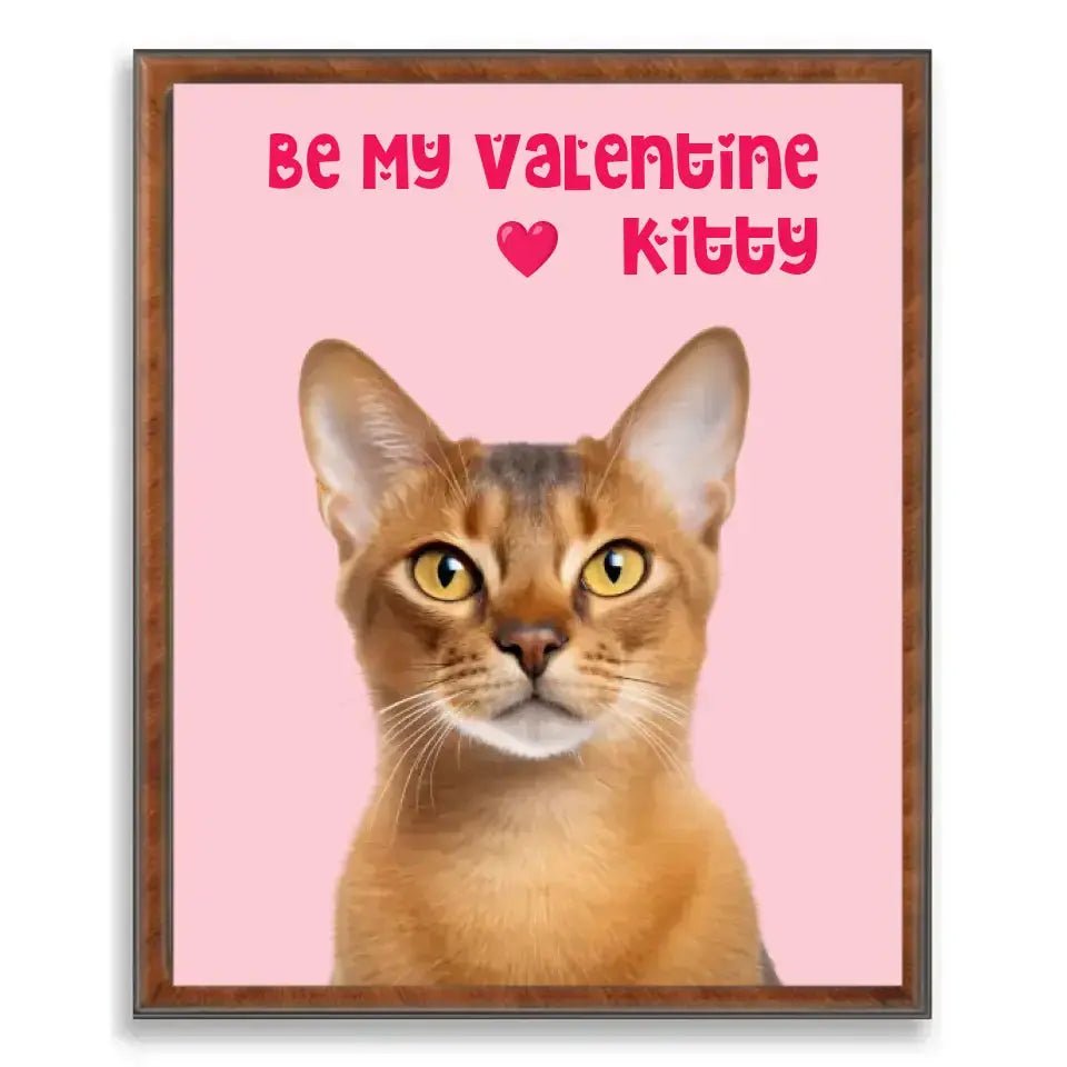 Custom Valentine Pet Portrait Poster with Frame - Chic Kitty