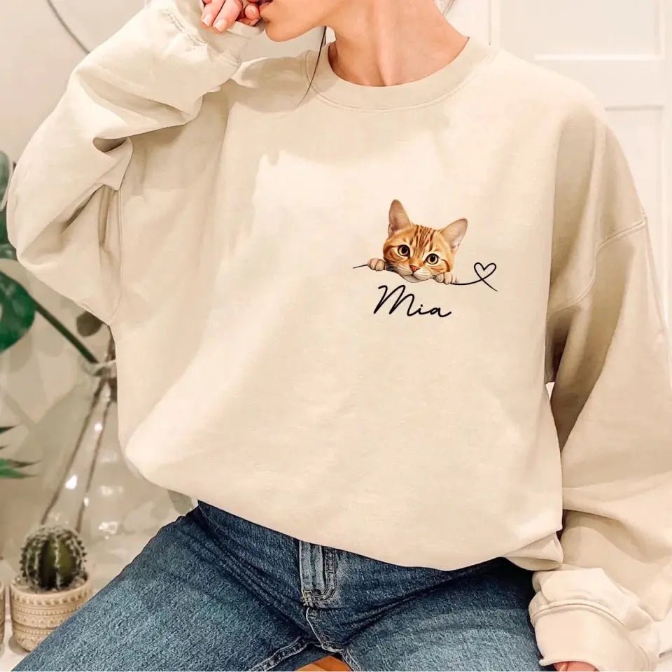 Custom Valentine Sweatshirt - Gift for Cat Mom - Chic Kitty