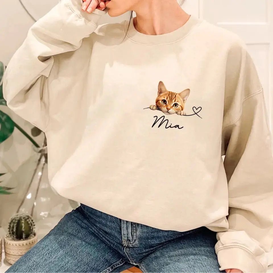 Custom Valentine Sweatshirt - Gift for Cat Mom - Chic Kitty