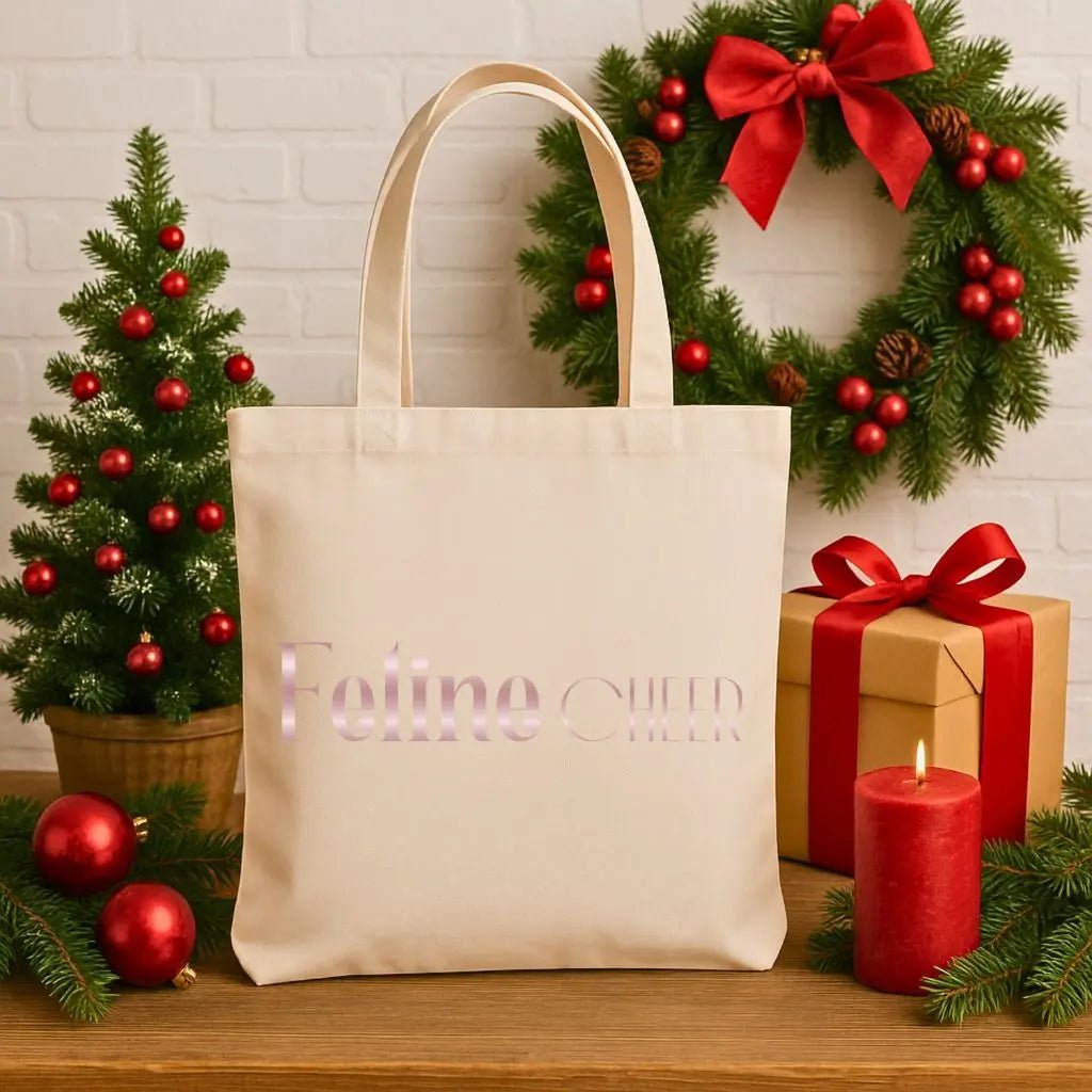 Feline Cheer Tote Bag — Cute Cat Lover Grocery & Gift Tote - Chic Kitty