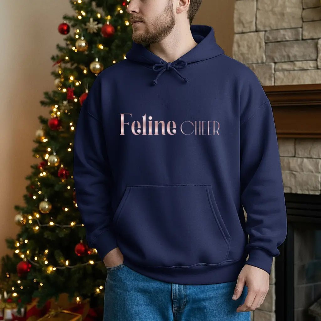 Feline Chic Hoodie — Feminine Cat Lover Pullover with Rose Gold Script - Chic Kitty