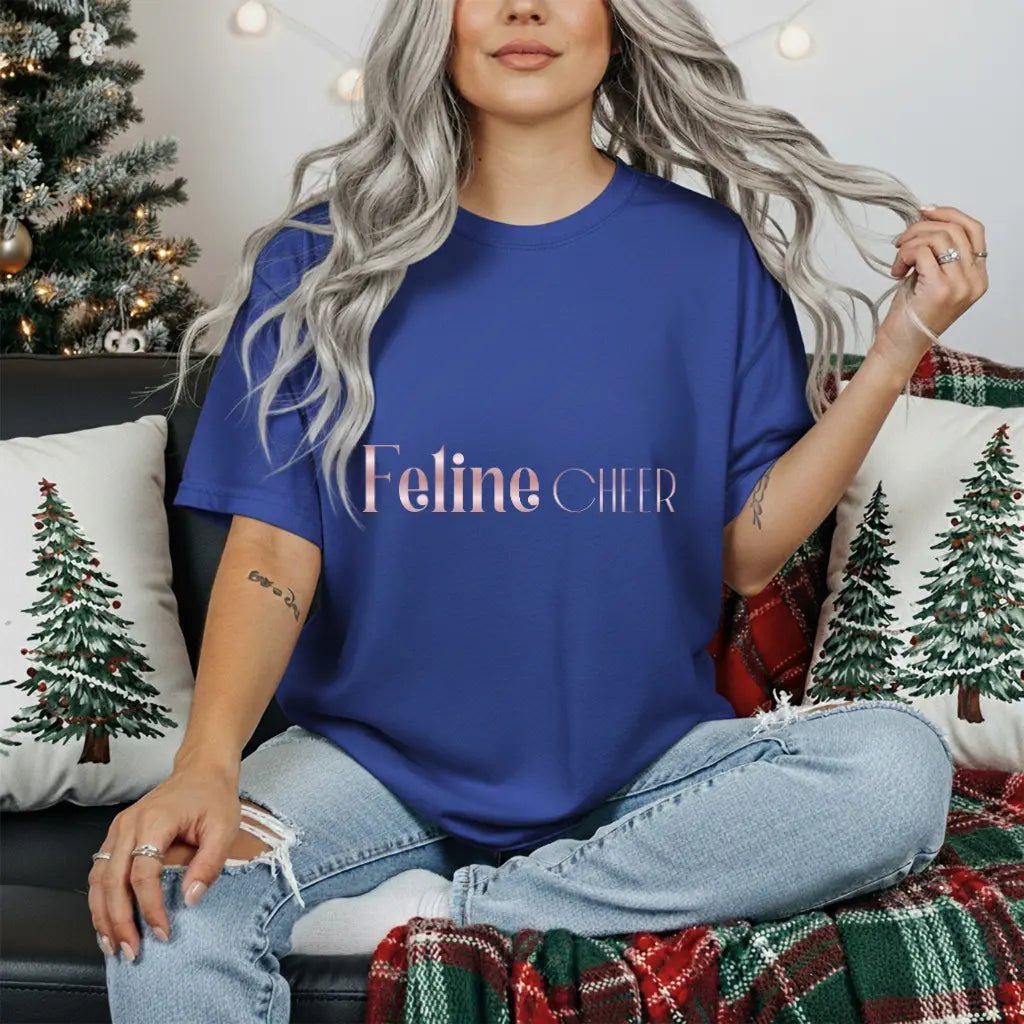 Feline Chic Tee – Rose Gold Script Cat Lover T‑Shirt - Chic Kitty