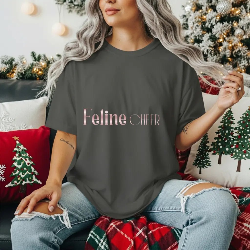 Feline Chic Tee – Rose Gold Script Cat Lover T‑Shirt - Chic Kitty