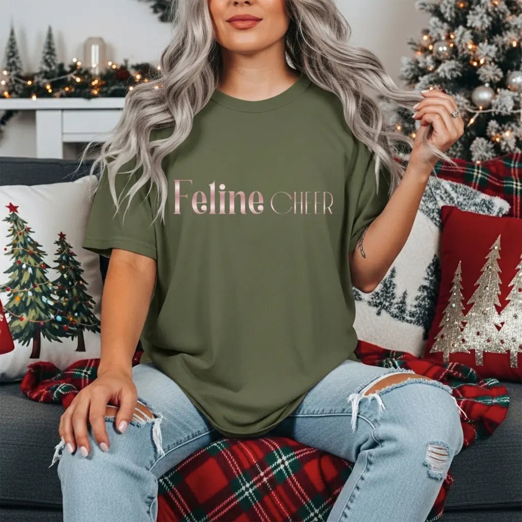 Feline Chic Tee – Rose Gold Script Cat Lover T‑Shirt - Chic Kitty