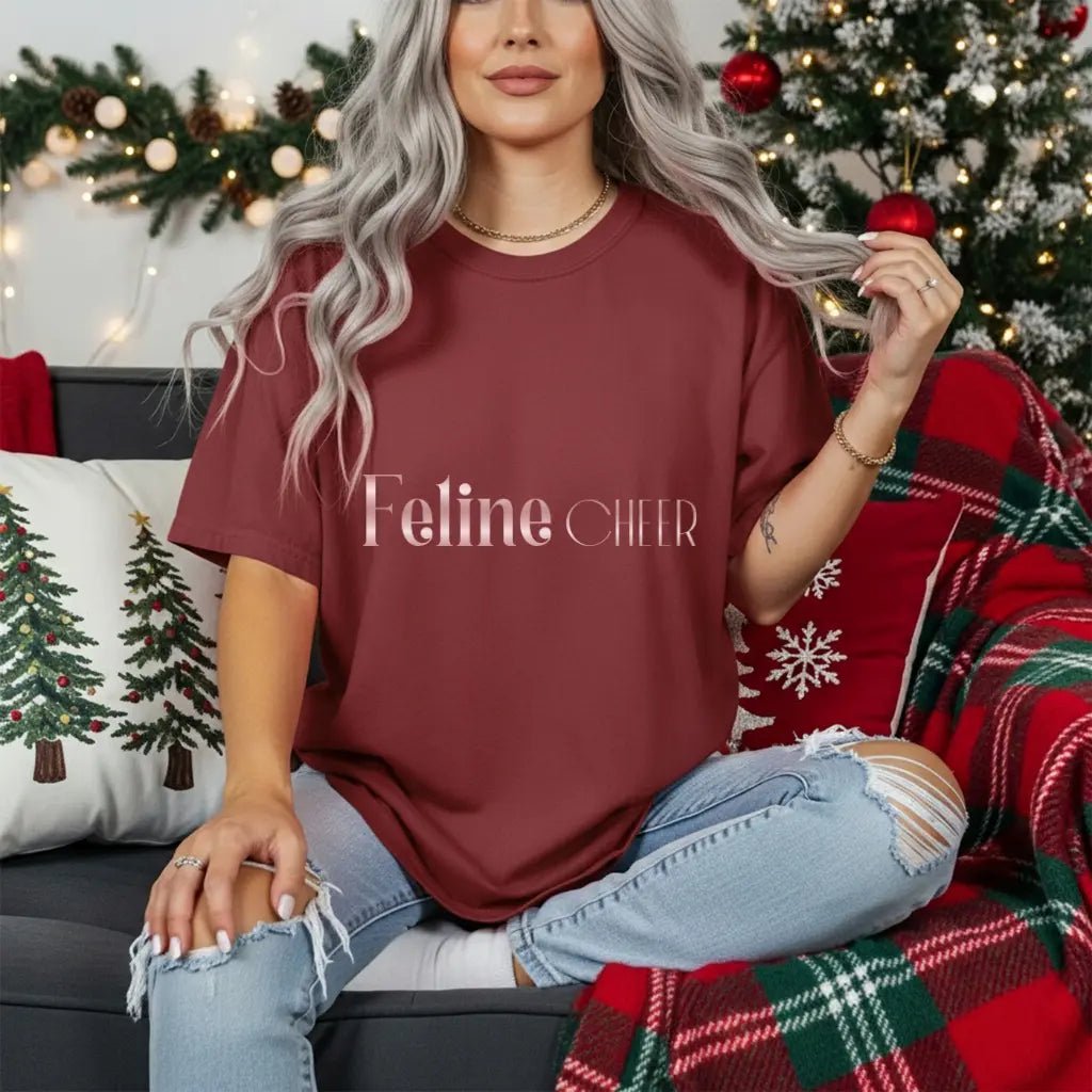 Feline Chic T‑Shirt — Pink Metallic "Feline Chic" Graphic Tee - Chic Kitty