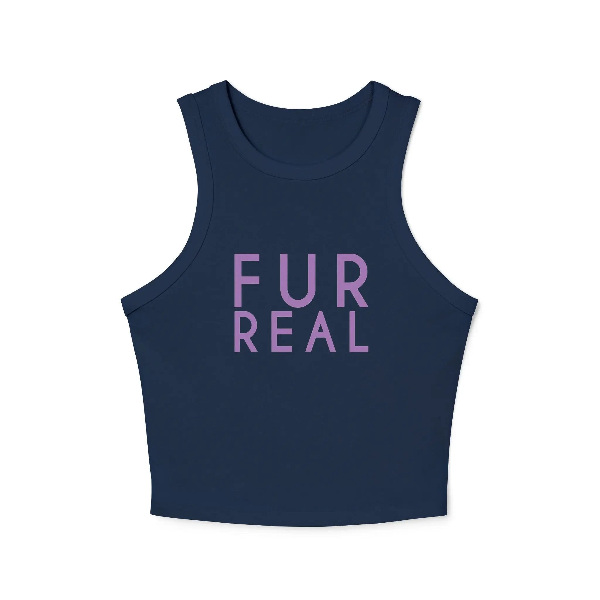 Fur Real Women's Micro Rib Racer Tank Top - Cute Casual Summer Top - Chic Kitty