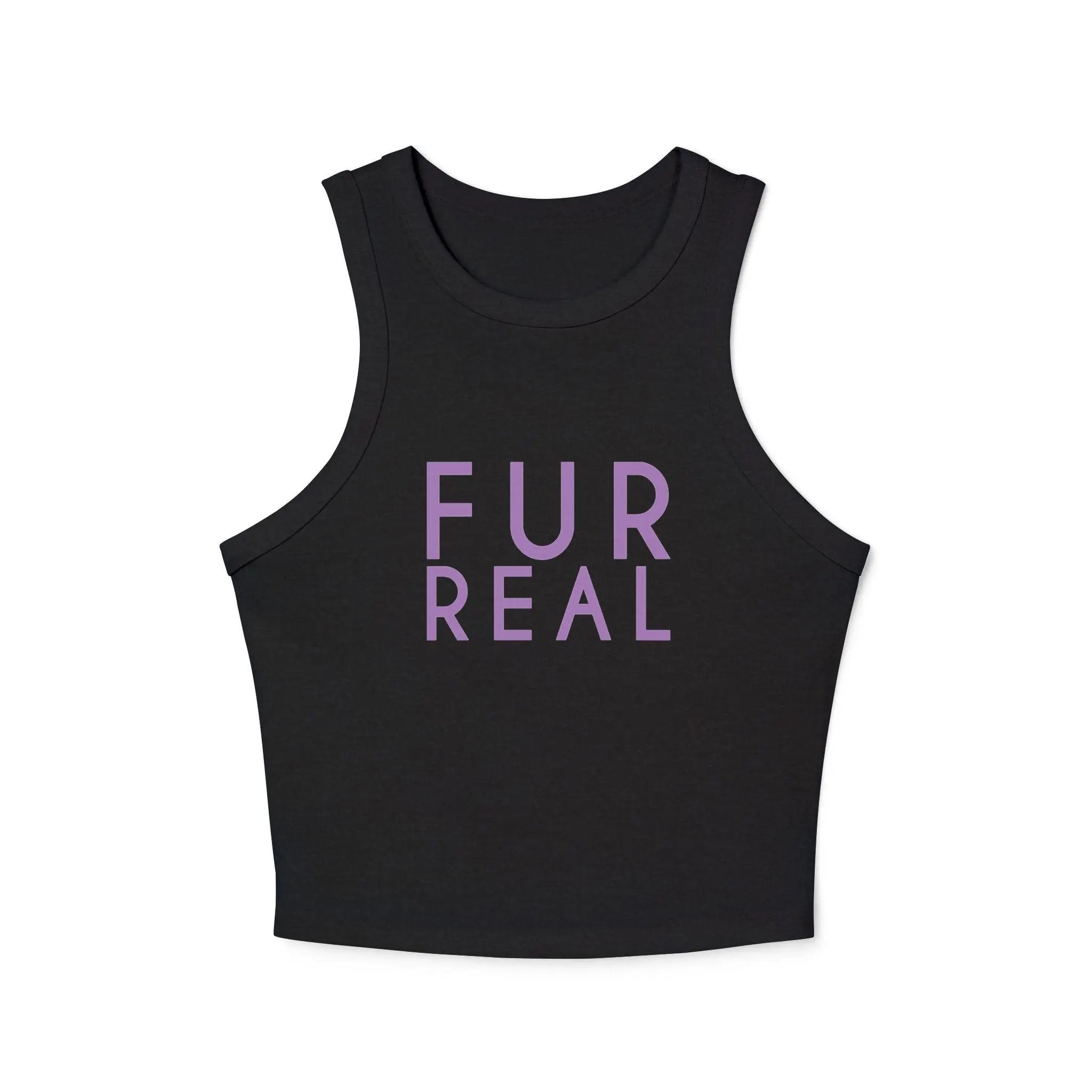 Fur Real Women's Micro Rib Racer Tank Top - Cute Casual Summer Top - Chic Kitty