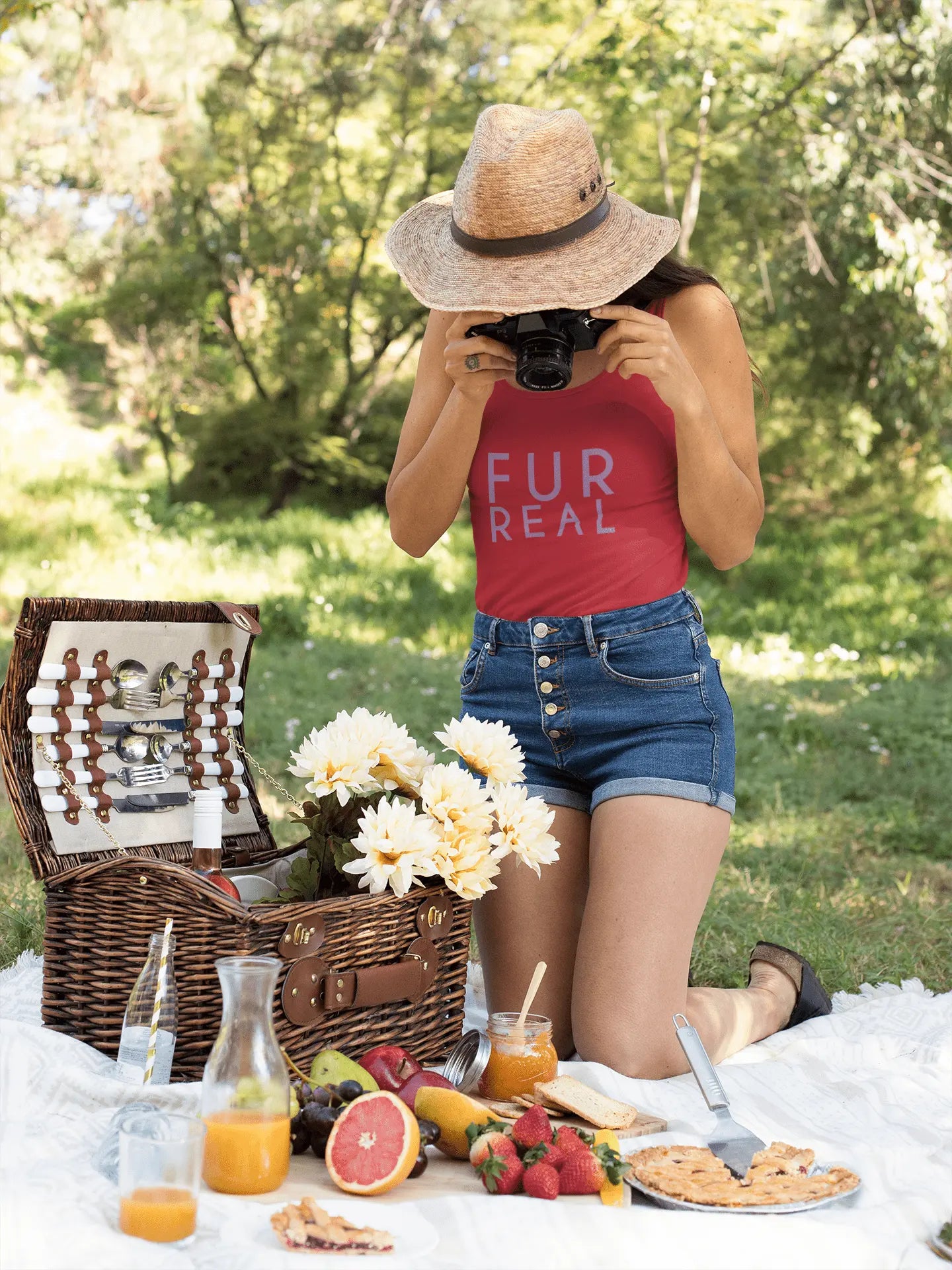 Fur Real Women's Micro Rib Racer Tank Top - Cute Casual Summer Top - Chic Kitty