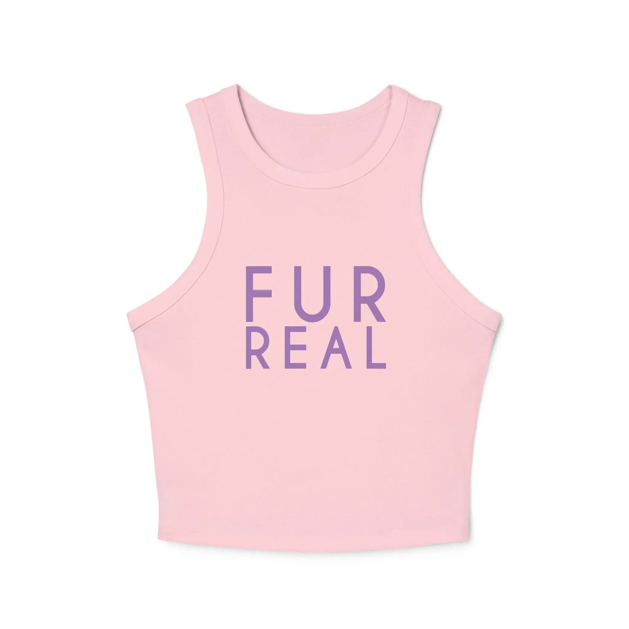 Fur Real Women's Micro Rib Racer Tank Top - Cute Casual Summer Top - Chic Kitty