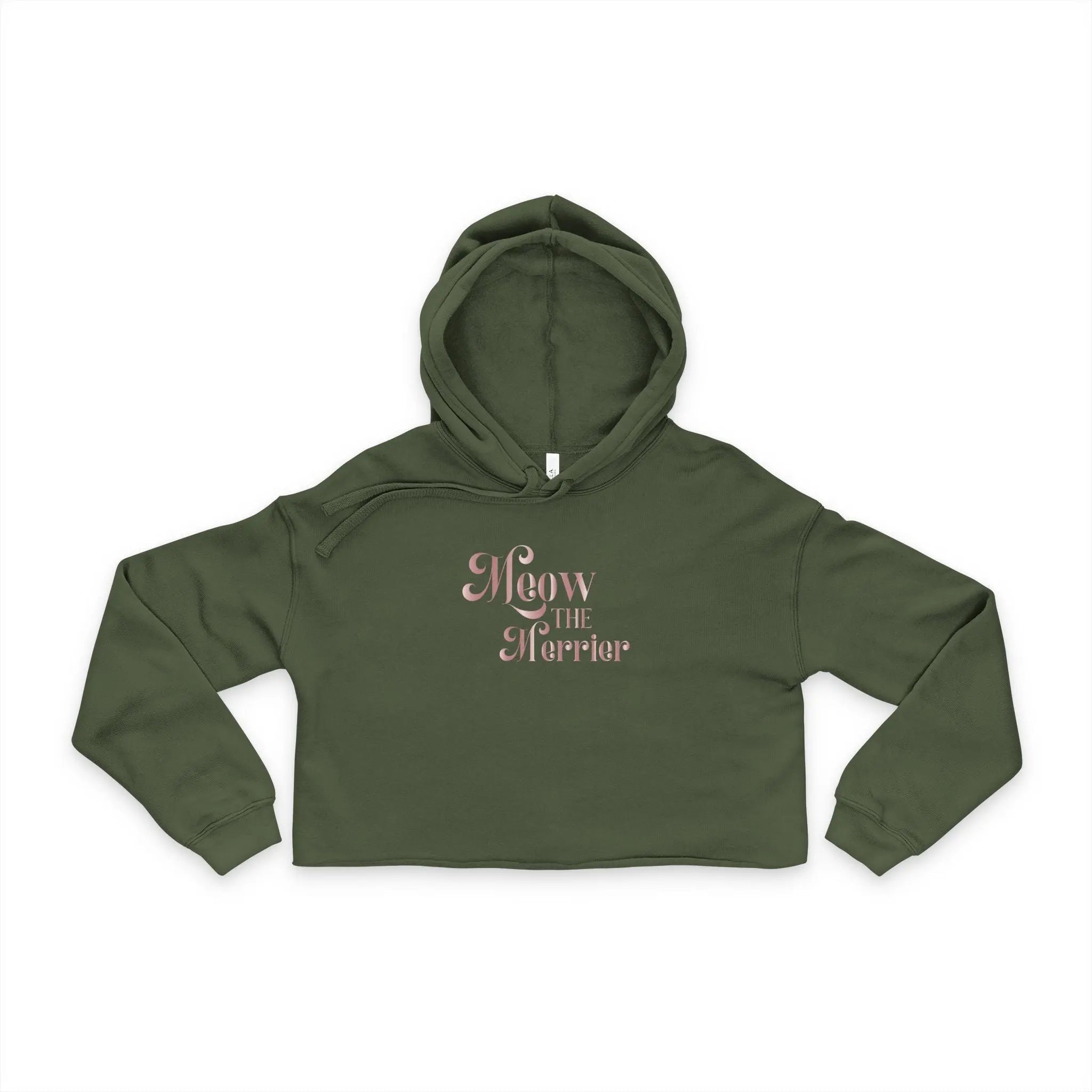 Holiday Merchandise Gifts for Pet Lovers Meow the Merrier Cropped Hoodie - Chic Kitty