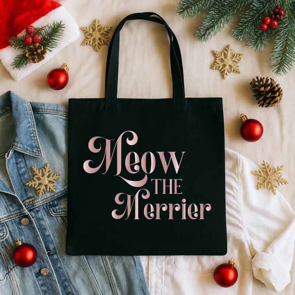 Meow the Merrier Canvas Tote — Cute Cat Quote Grocery & Market Bag - Chic Kitty