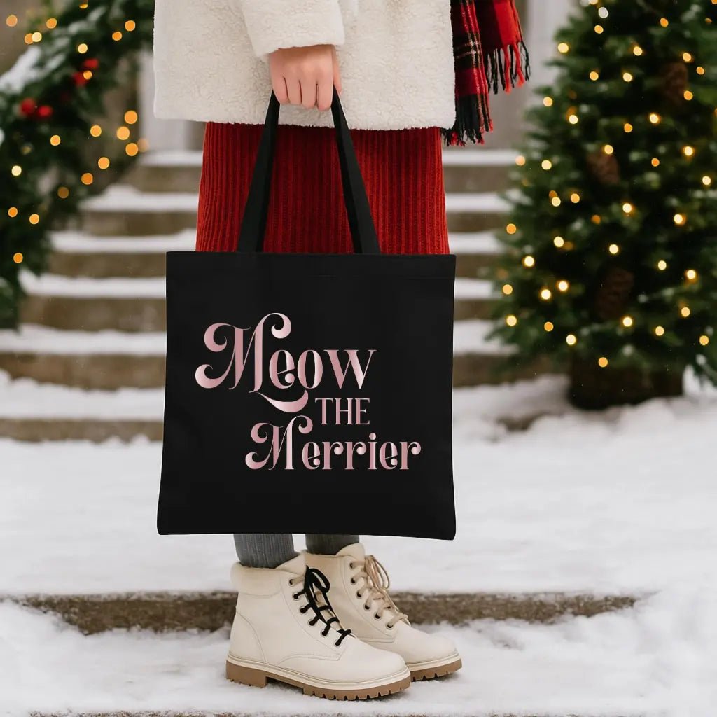 Meow the Merrier Canvas Tote — Cute Cat Quote Grocery & Market Bag - Chic Kitty