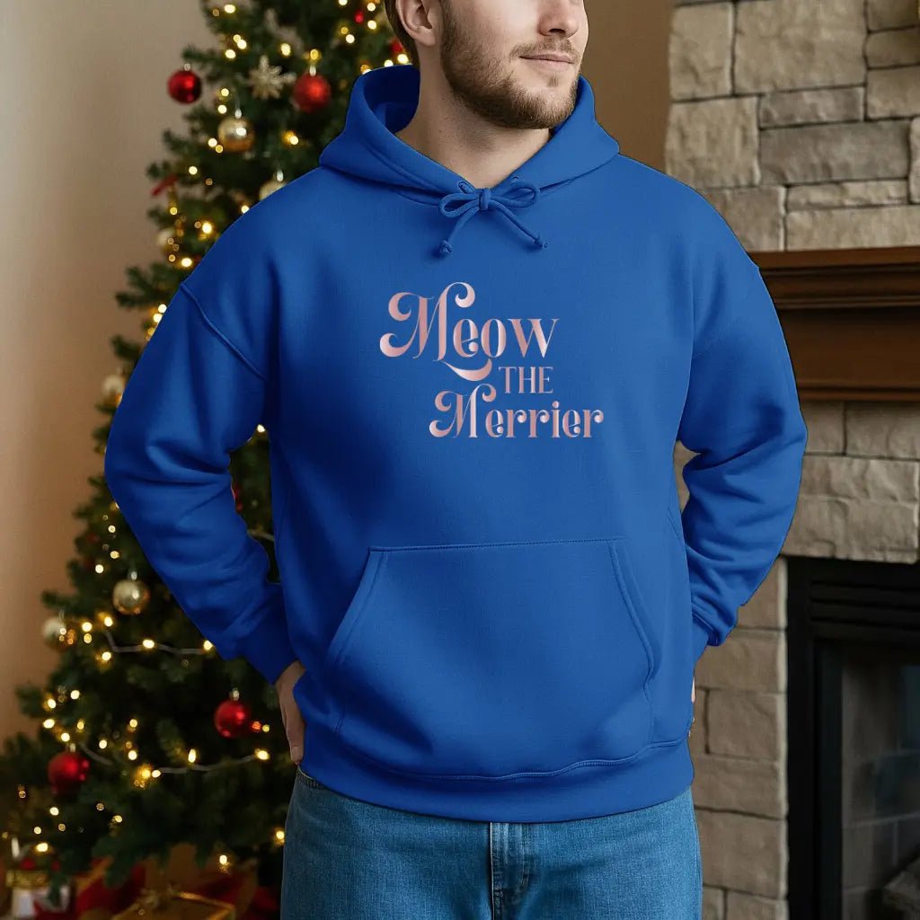 Meow The Merrier Hoodie — Cute Pink Cat Quote Pullover - Chic Kitty