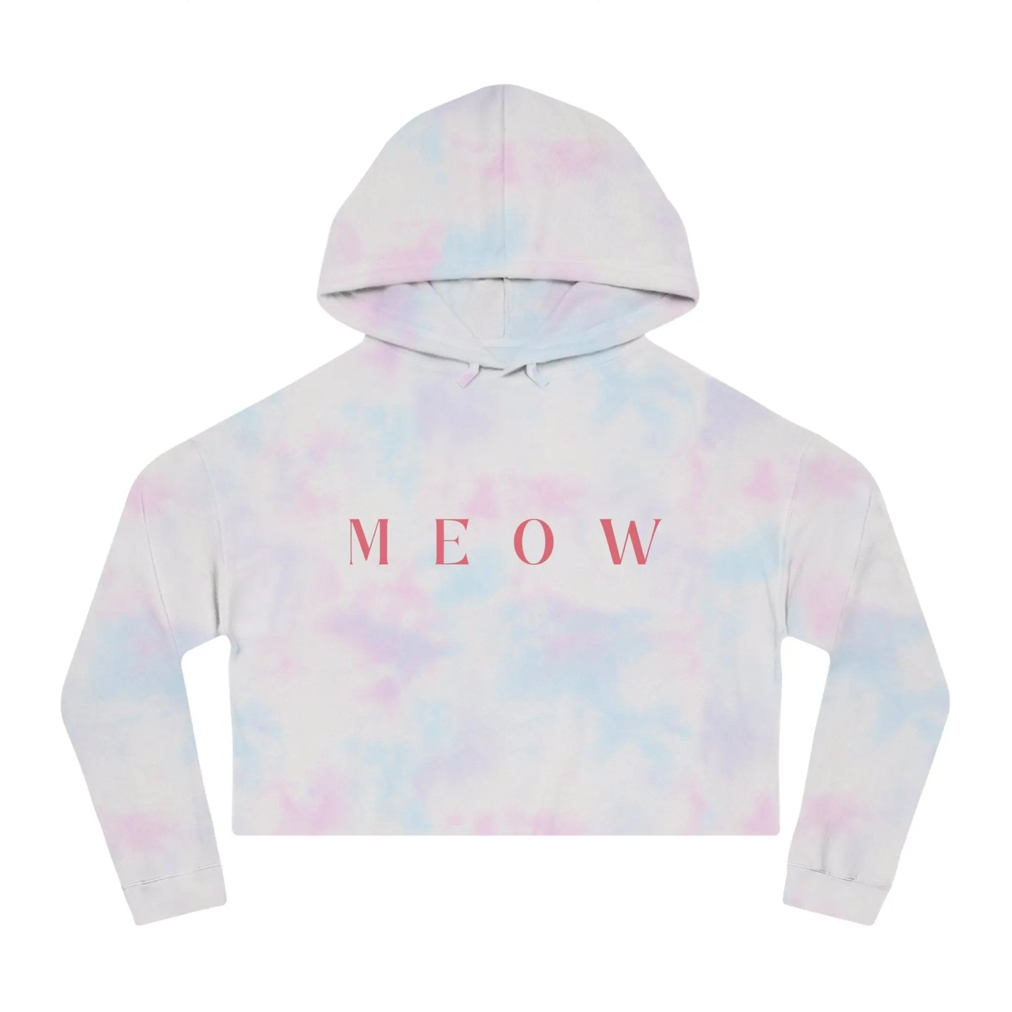 Meow Women’s Cropped Hooded Sweatshirt | Trendy Cat Lover Apparel - Chic Kitty