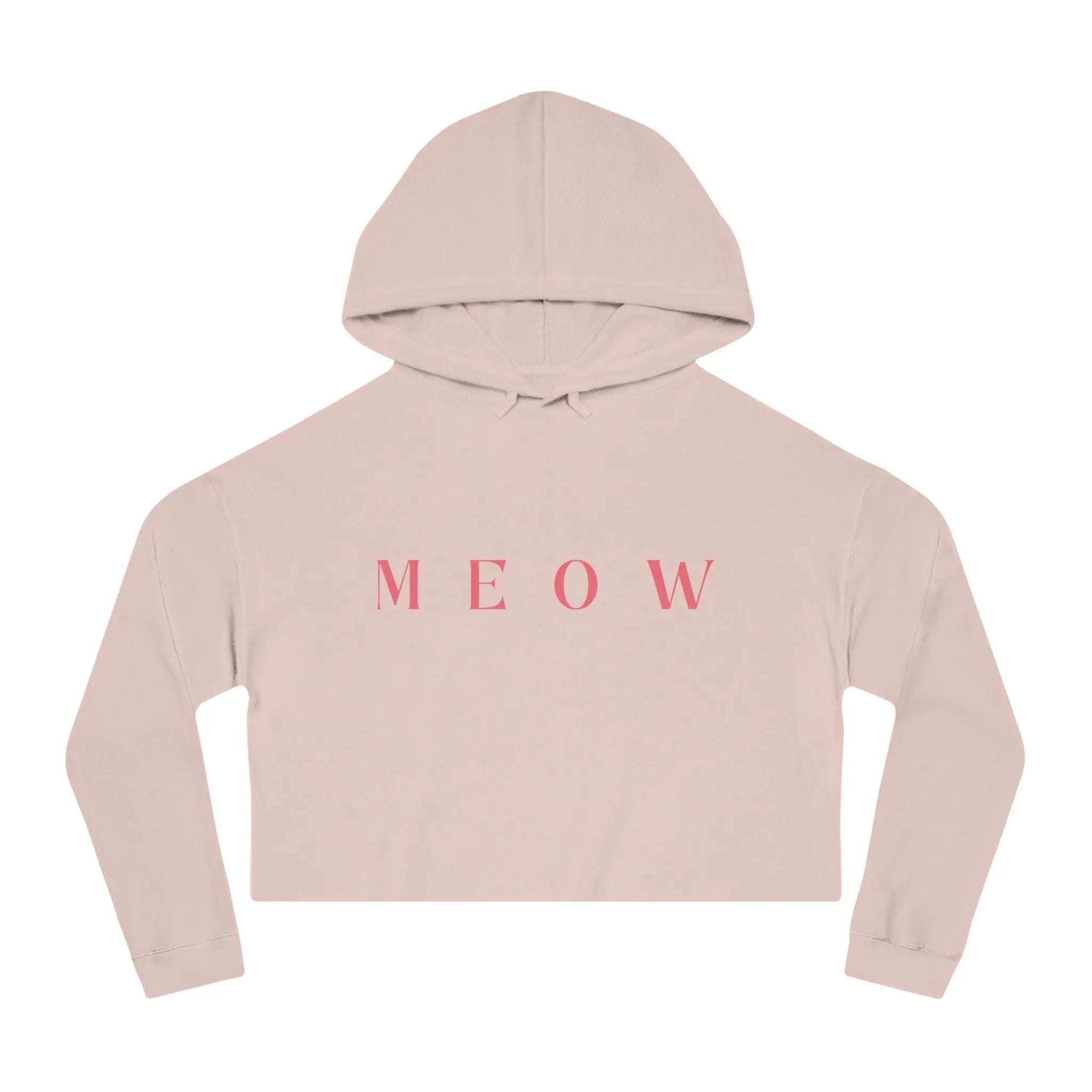Meow Women’s Cropped Hooded Sweatshirt | Trendy Cat Lover Apparel - Chic Kitty