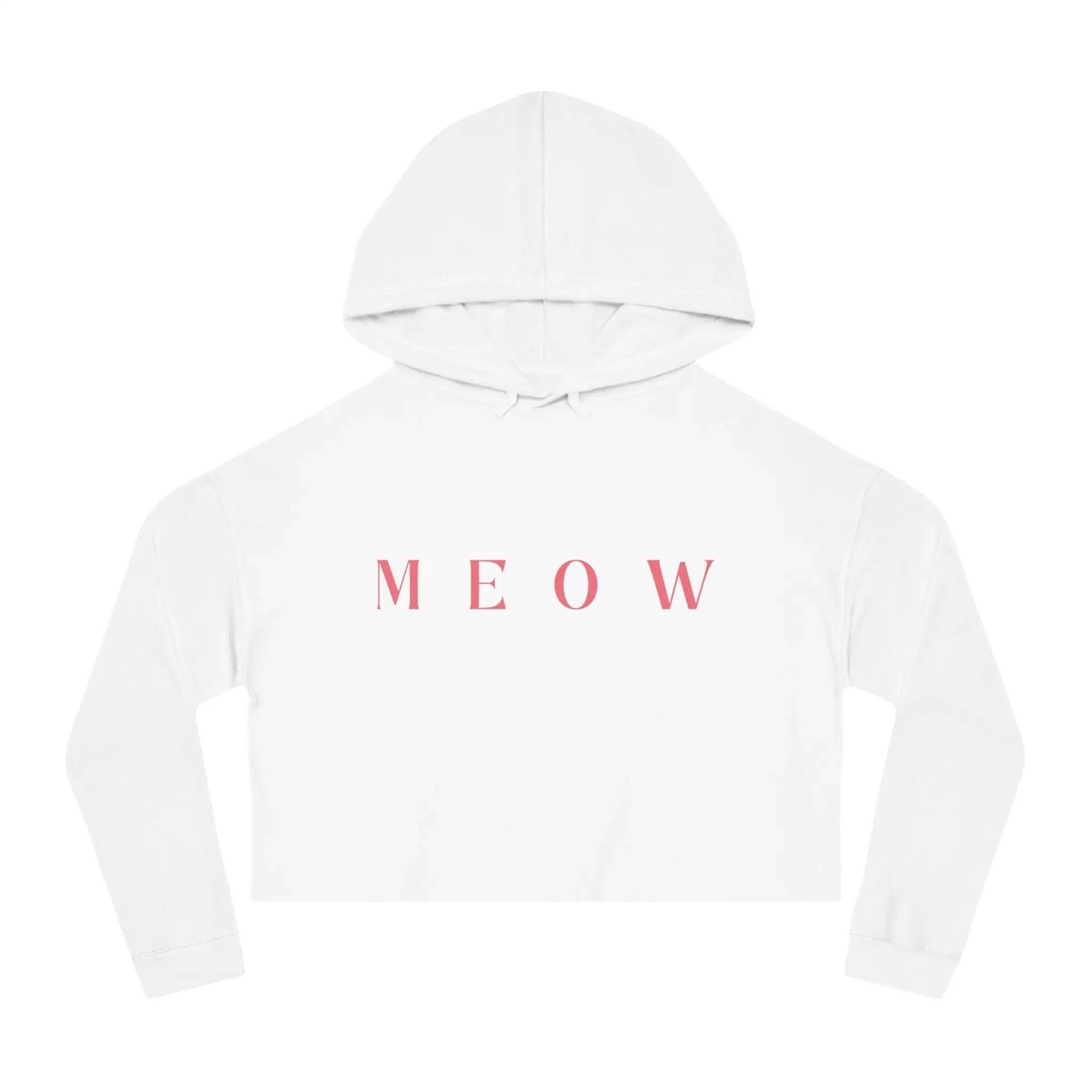 Meow Women’s Cropped Hooded Sweatshirt | Trendy Cat Lover Apparel - Chic Kitty
