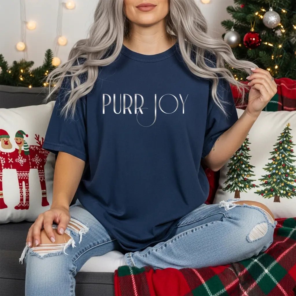 Minimal Purr Joy Tee — Subtle Text Graphic T-Shirt - Chic Kitty