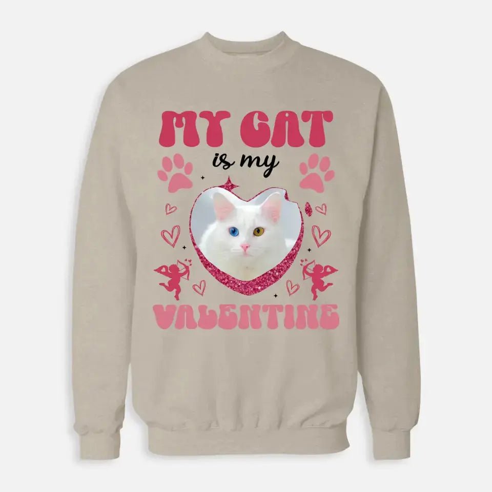 My Cat is my Valentine Custom Dog Photo Sweatshirt - Chic Kitty