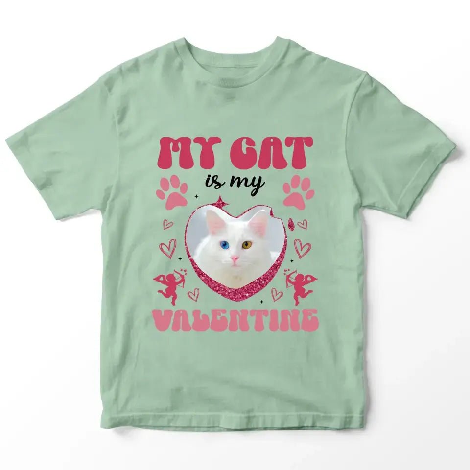 My Cat is my Valentine Custom Dog Photo T-Shirt - Chic Kitty