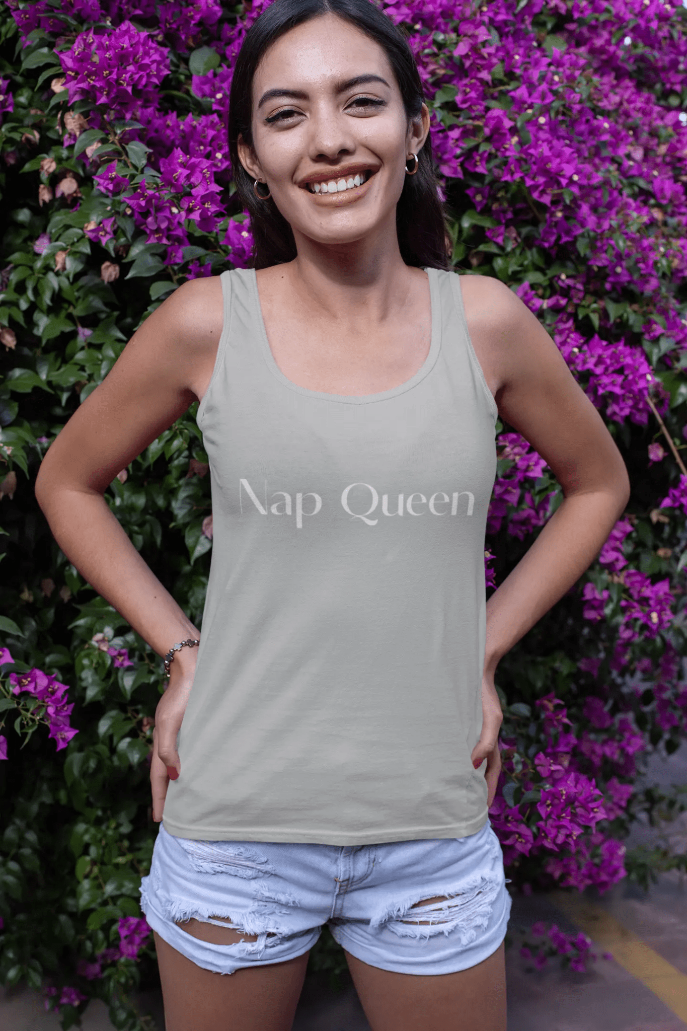 Nap Queen Women's Micro Ribbed Tank - Perfect for Relaxing and Lounging - Chic Kitty