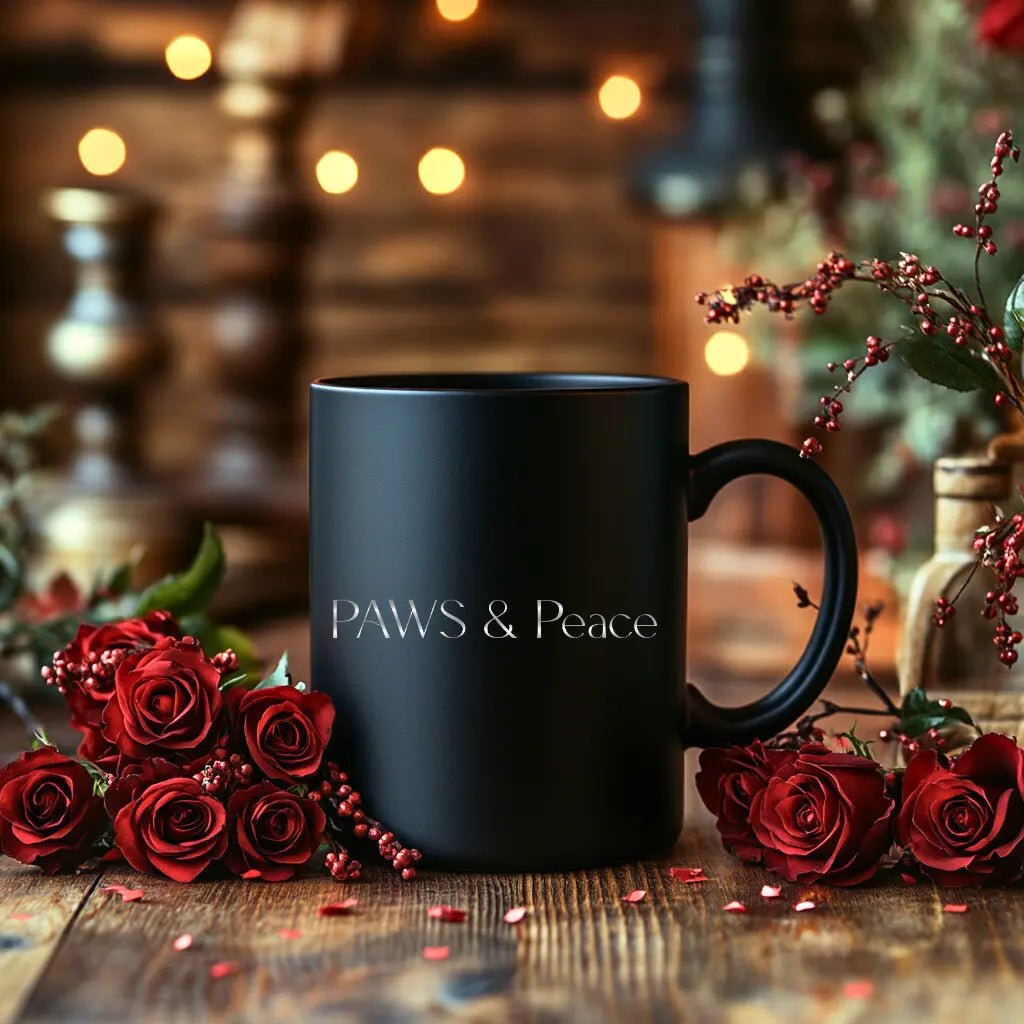 Paws & Peace Black Mug — Pet Lover Coffee Cup (11oz/15oz) - Chic Kitty
