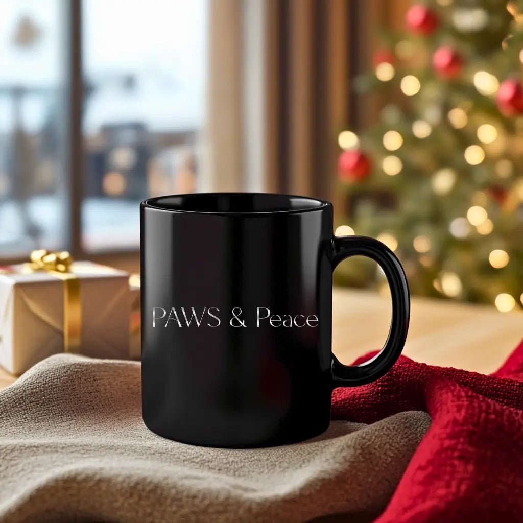 Paws & Peace Black Mug — Pet Lover Coffee Cup (11oz/15oz) - Chic Kitty