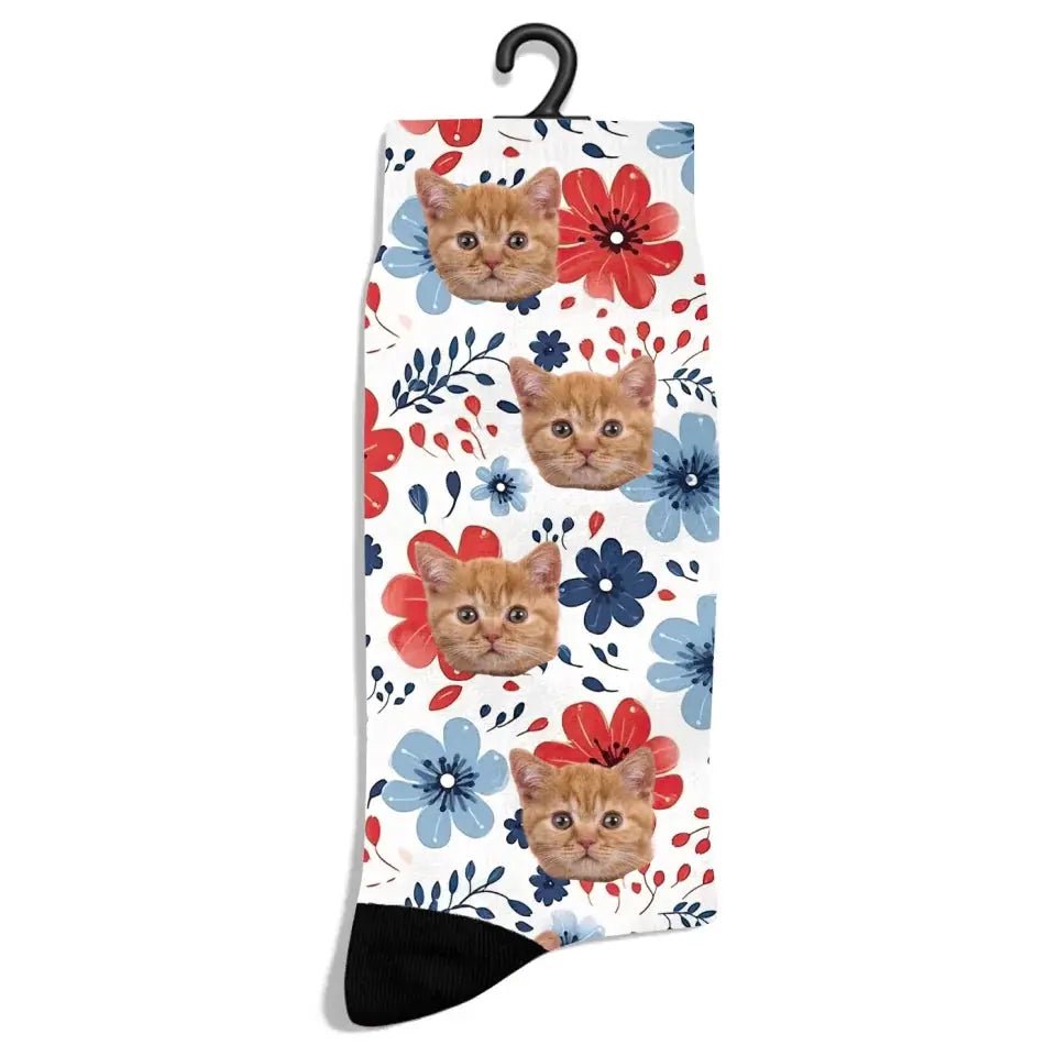 Personalized 4th of July Pattern Cat Socks - Chic Kitty