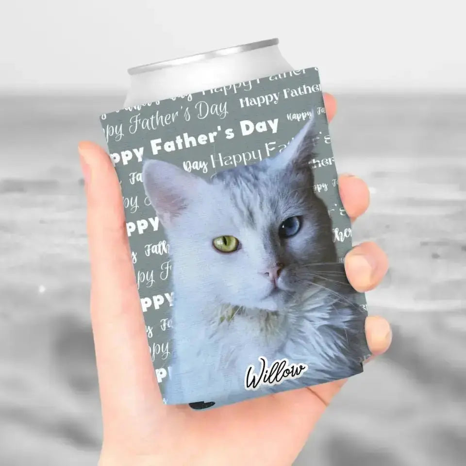 Personalized Cat Photo Can Cooler - Gift for Father's Day - Chic Kitty