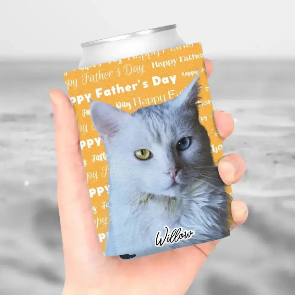 Personalized Cat Photo Can Cooler - Gift for Father's Day - Chic Kitty